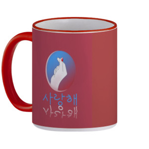 Mug MUG LOVE SIGN KOREA GELAS SARANGHAE MERAH