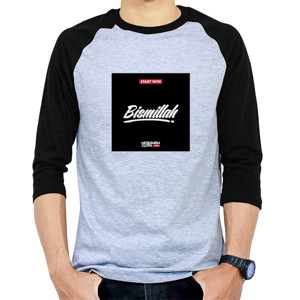 Kaos Raglan Raglan dakwah lettering Start With Bismillah