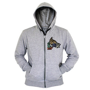 Hoodie Zipper dog head shaped word cloud