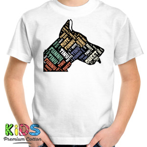 Kaos dog head shaped word cloud