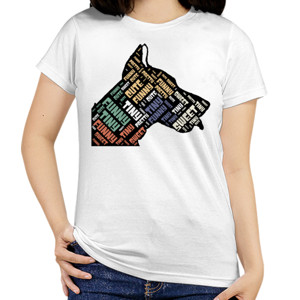 Kaos dog head shaped word cloud