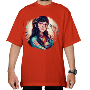 Kaos Oversize Kaos Stylish & Trendi - Perempuan Cute Berkacamata