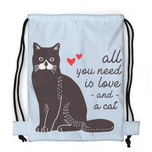 Tas Serut Fullprint ALL YOU NEED IS LOVE AND A CAT