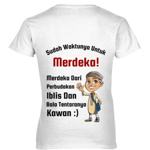 Kaos Baju Dengan Tema Merdeka Dari Perbudakan Iblis