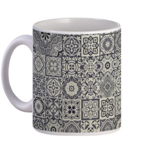 Mug Monochrome Mosaic Pattern - Pola Mosaik Monokrom