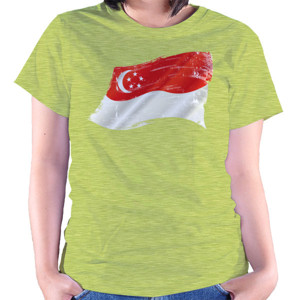 Kaos Grunge Singapore Flags
