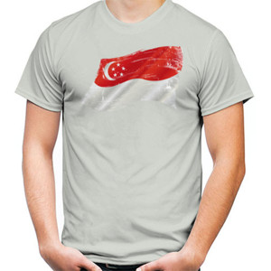 Kaos Grunge Singapore Flags
