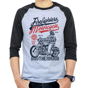 Kaos Raglan motor firefighter motorcycle