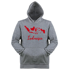 Jaket Hoodie Peta Indonesia dalam Coretan Merah