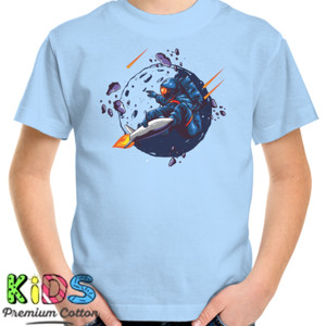 Kaos astronot dengan roket di angkasa