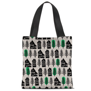Tas Tote Fullprint Rumah-rumah - tote bag full print