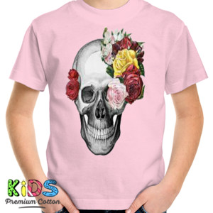 Kaos flowery skeleton