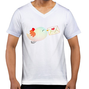 Kaos  Cute Bird Sending Love Letter - Burung Surat Cinta