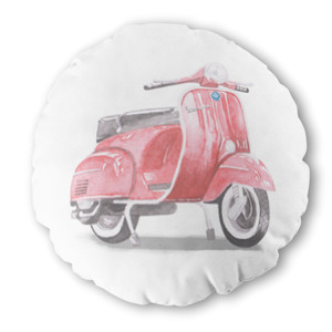 Bantal Bulat Vespa watercolour #2