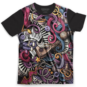 Kaos Fullprint Cool Music Doodle Graffiti Art T-Shirt Full Print
