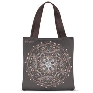 Tas Tote Fullprint Brown Circle Pattern