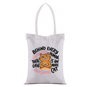 Tas Tote Tote Bag Kanvas Kucing Behind Every Awesome