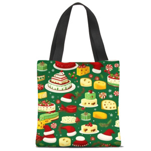 Tas Tote Fullprint Kue natal pattern