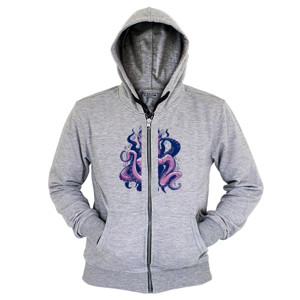 Hoodie Zipper Purple Octopus