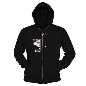 Hoodie Zipper Katakan yang baik atau diam