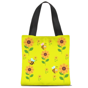 Tas Tote Fullprint Bee in flowers