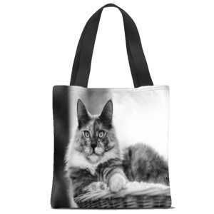 Tas Tote Fullprint Cat in Basket