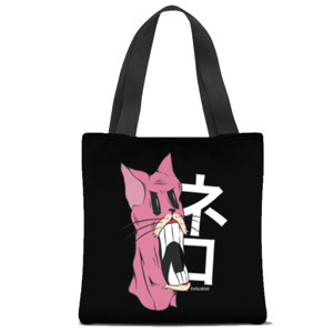 Tas Tote Fullprint #4 pinkcat (black) 