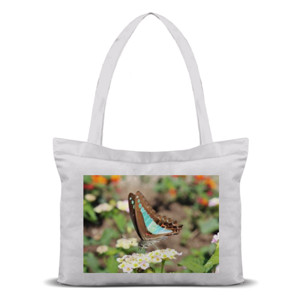 Tas Tote Blue-Brown Butterfly