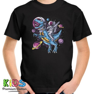 Kaos astronot naik dinosaur di angkasa