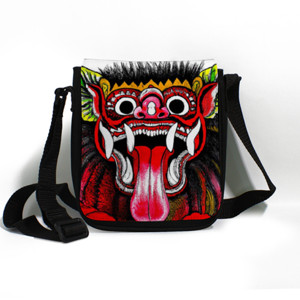Tas Selempang Tas Selempang Kecil dengan Gambar Wajah Barong 