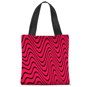 Tas Tote Fullprint Wave Red and Black