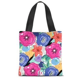 Tas Tote Fullprint painted flower
