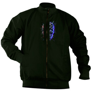 Jaket Bomber Kaos Skull 3D Crack Poly Soft Navy