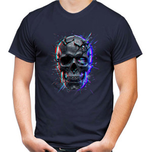 Kaos Kaos Skull 3D Crack Poly Soft Navy