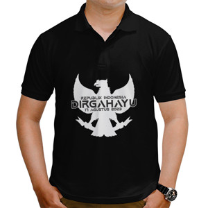 Kaos Polo Polo Pria Dirgahayu Garuda Hitam