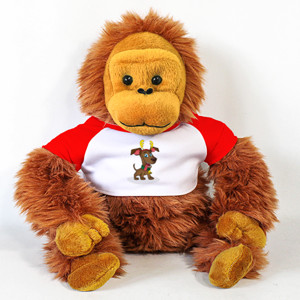 Boneka Orang Utan anjing dengan topi natal