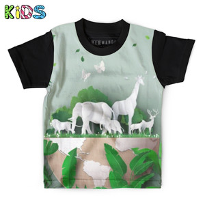Kaos Anak Full-Print Baju Kaos Anak World wildlife day