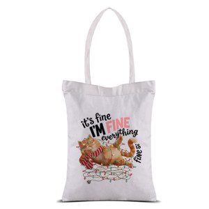 Tas Tote Tote Bag Kanvas Kucing Lucu It's Fine