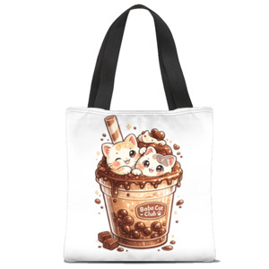 Tas Tote Fullprint CHOCOLATE BOBA CAT