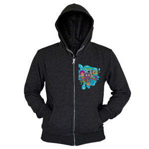 Hoodie Zipper Abstract squid in ocean doodle