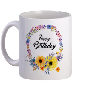 Mug Happy Birthday Flowers