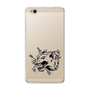 Casing HP serigala ilustrasi berbahaya hitam