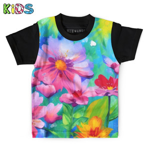 Kaos Anak Full-Print embun di bunga