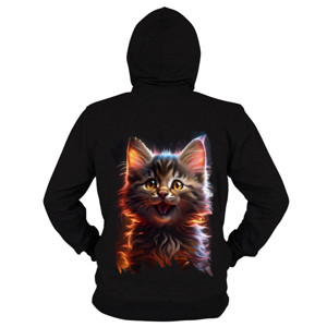 Hoodie Zipper glowing cat