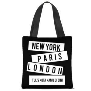 Tas Tote Fullprint NEWYORK PARIS LONDON KOTA KAMU
