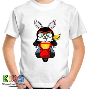 Kaos Cute Rabbit RIde Motorcycle Desain Kaos Anak