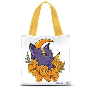 Tas Tote Fullprint tote bag kucing & bunga