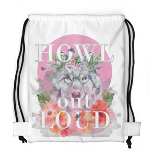 Tas Serut Fullprint Howl Out Loud, Wolf on pink moon