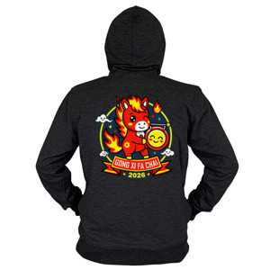 Hoodie Zipper Gong Xi Fa Chai 2026 – Fire Horse Lucky T-Shirt
