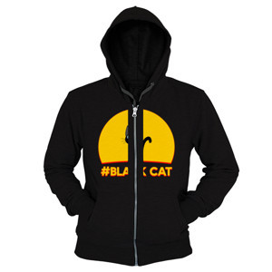 Hoodie Zipper Black Cat